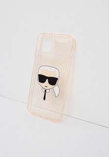 Чехол для iPhone Karl Lagerfeld 13, TPU Glitters Karls head Transp Gold