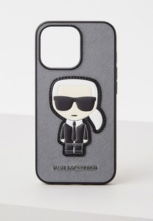 Чехол для iPhone Karl Lagerfeld 13 Pro, PU Saffiano Ikonik Patch (metal) Silver