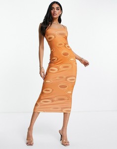 Облегающее платье с коричневым принтом в стиле 70-х Public Desire-Разноцветный
