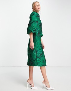 Зеленое жаккардовое платье миди Y.A.S-Зеленый цвет