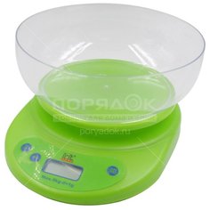 Весы кухонные электронные, Irit, IR-7119, чаша, точность 1 г, до 5 кг, зеленые