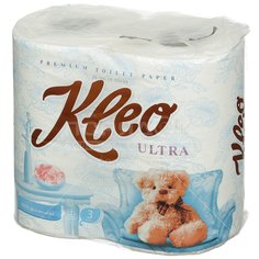 Туалетная бумага 3-слойная Kleo Ultra белая со втулкой, 4 шт