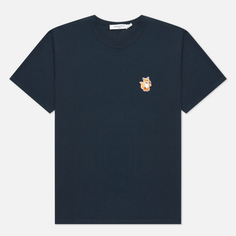 Мужская футболка Maison Kitsune All Right Fox Patch Classic, цвет синий, размер XL