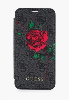 Чехол для iPhone Guess X / XS, Flower desire 4G Booktype PU/roses Grey