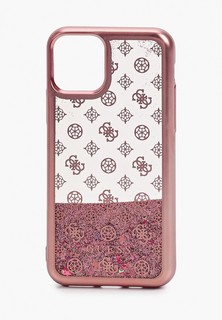 Чехол для iPhone Guess 11 Pro, Liquid glitter 4G Peony Pink