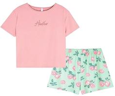 Пижама женская Bossa Nova &quot;Онфлёр&quot;: футболка и шорты, мятно-розовая Lubby