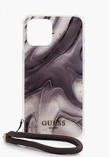 Чехол для iPhone Guess 12 Pro Max, PC/TPU Marble +Nylon hand cord Grey