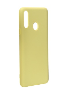 Чехол с микрофиброй DF для Samsung Galaxy A20s Silicone Yellow sOriginal-05