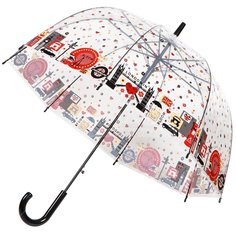 Зонт-трость полуавтомат Романтик PU0601, женский, прозрачный, 60 см