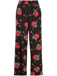 Rodarte шелковые брюки с цветочным принтом