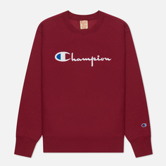 Женская толстовка Champion Reverse Weave Script Logo Crew Neck Regular Fit, цвет бордовый