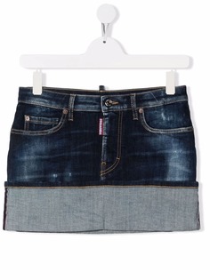 Dsquared2 Kids джинсовая юбка с эффектом потертости