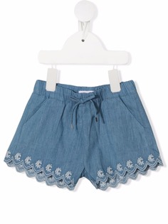 Chloé Kids джинсовые шорты с вышивкой