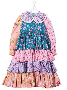 Raspberry Plum ярусное платье макси с принтом