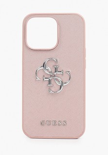 Чехол для iPhone Guess 13 Pro, PU Saffiano 4G Big metal logo Hard Pink