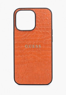 Чехол для iPhone Guess 13 Pro, PU Croco with metal logo Hard Orange