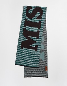 Синий шарф в полоску с логотипом Missoni-Разноцветный