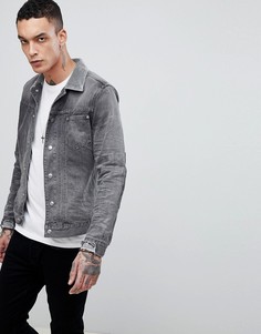 Серая джинсовая куртка с вельветовым воротником AllSaints-Серый