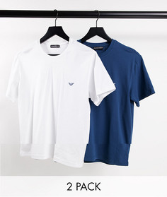 Набор из 2 футболок с логотипом белого и темно-синего цветов Emporio Armani Bodywear-Разноцветный