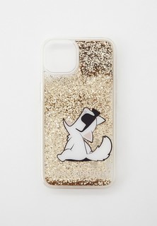 Чехол для iPhone Karl Lagerfeld 13, Liquid glitter Choupette Fun Gold