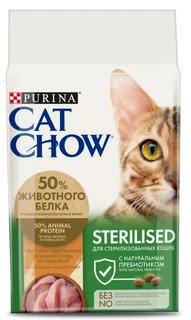 Сухой корм Cat Chow для стерилизованных кошек и котов, с высоким содержанием домашней птицы и индейкой, 1,5кг