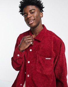 Вельветовая oversized-рубашка бордового цвета от комплекта Liquor N Poker-Красный
