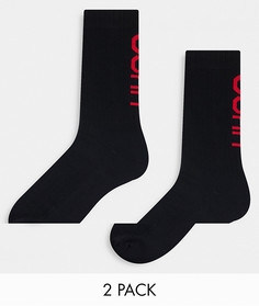 Набор из 2 пар черных носков с логотипом сзади Hugo-Черный