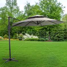 Зонт садовый серый, 3х3 м, с регулировкой высоты и двойным верхом, Green Days