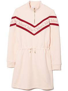 Chloé Kids платье с длинными рукавами и логотипом