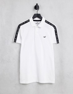 Белая рубашка-поло с логотипом и фирменной лентой на рукавах Hollister-Белый