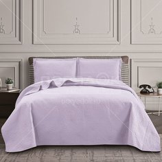 Текстиль для спальни евростандарт, покрывало 230х250 см, 2 наволочки 50х70 см, Silvano, Ультрасоник Астра, пудрово-лиловые
