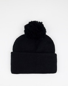 Черная вязаная шапка-бини с помпоном SVNX-Черный цвет
