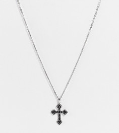 Серебристое ожерелье с готическим крестом Reclaimed Vintage Inspired-Серебристый
