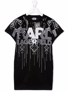 Karl Lagerfeld Kids платье-рубашка с вышитым логотипом
