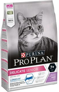 Сухой корм Pro Plan Delicate Senior для кошек старше 7 лет с чувствительным пищеварением, индейка, 3кг