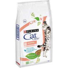 Сухой корм Cat Chow для взрослых кошек с чувствительной пищеварительной системой с высоким содержанием домашней птицы и лососем, 7кг