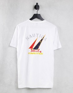 Белая футболка с принтом на спине Nautica Competition-Белый