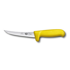 Нож кухонный Victorinox Fibrox, разделочный, 120мм, заточка прямая, стальной, желтый [5.6618.12m]