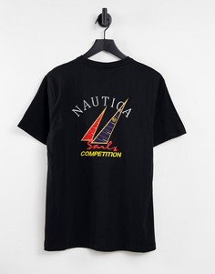 Черная футболка с принтом на спине Nautica Competition-Черный цвет