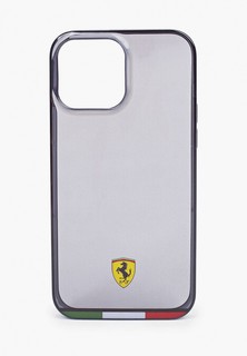 Чехол для iPhone Ferrari 13 Pro Max, PC/TPU Italia stripe Hard Transparent/Black