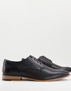 Черные кожаные туфли дерби на шнуровке ASOS DESIGN-Черный