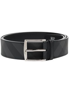 Burberry check-pattern engraved-buckle belt