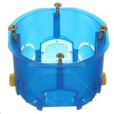 Коробка установочная, пластик, скрытая, диаметр 68х45 мм, TDM Electric, для гипсокартона, пластиковые лапки, синяя, IP20, SQ1403-0001