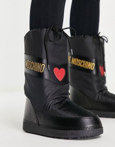 Черные зимние сапоги с логотипом Love Moschino-Черный