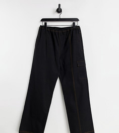 Черные брюки карго с заниженной талией и контрастными швами COLLUSION Unisex-Черный цвет