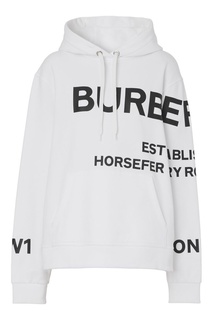 Белое худи с черным принтом Horseferry Burberry