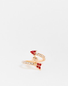 Золотистое кольцо для Дня св. Валентина с сердечком и стрелой ASOS DESIGN Valentines-Золотистый