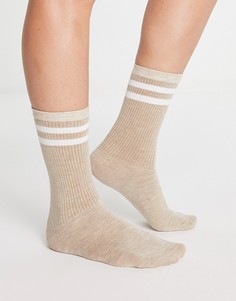 Бежевые спортивные носки с полосками Ego-Светло-бежевый цвет