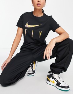 Черная футболка с логотипом-галочкой со змеиным принтом Nike Basketball Fly-Черный цвет