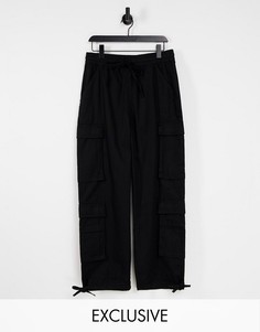 Свободные брюки карго черного цвета в стиле 90-х COLLUSION Unisex-Черный цвет